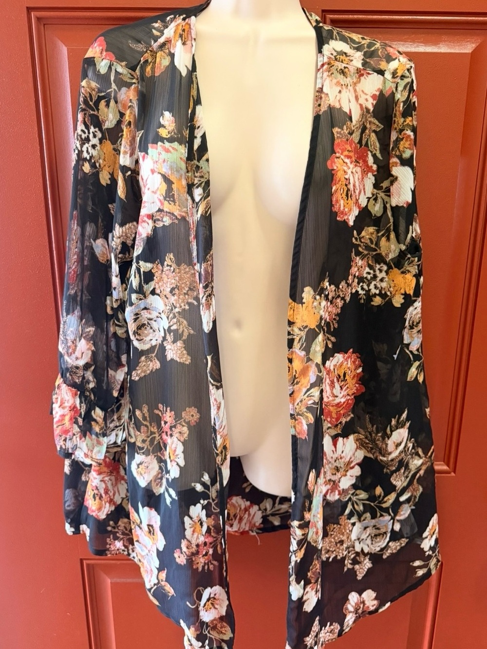 Xhiliration Floral Sheer Cardigan / Coverup